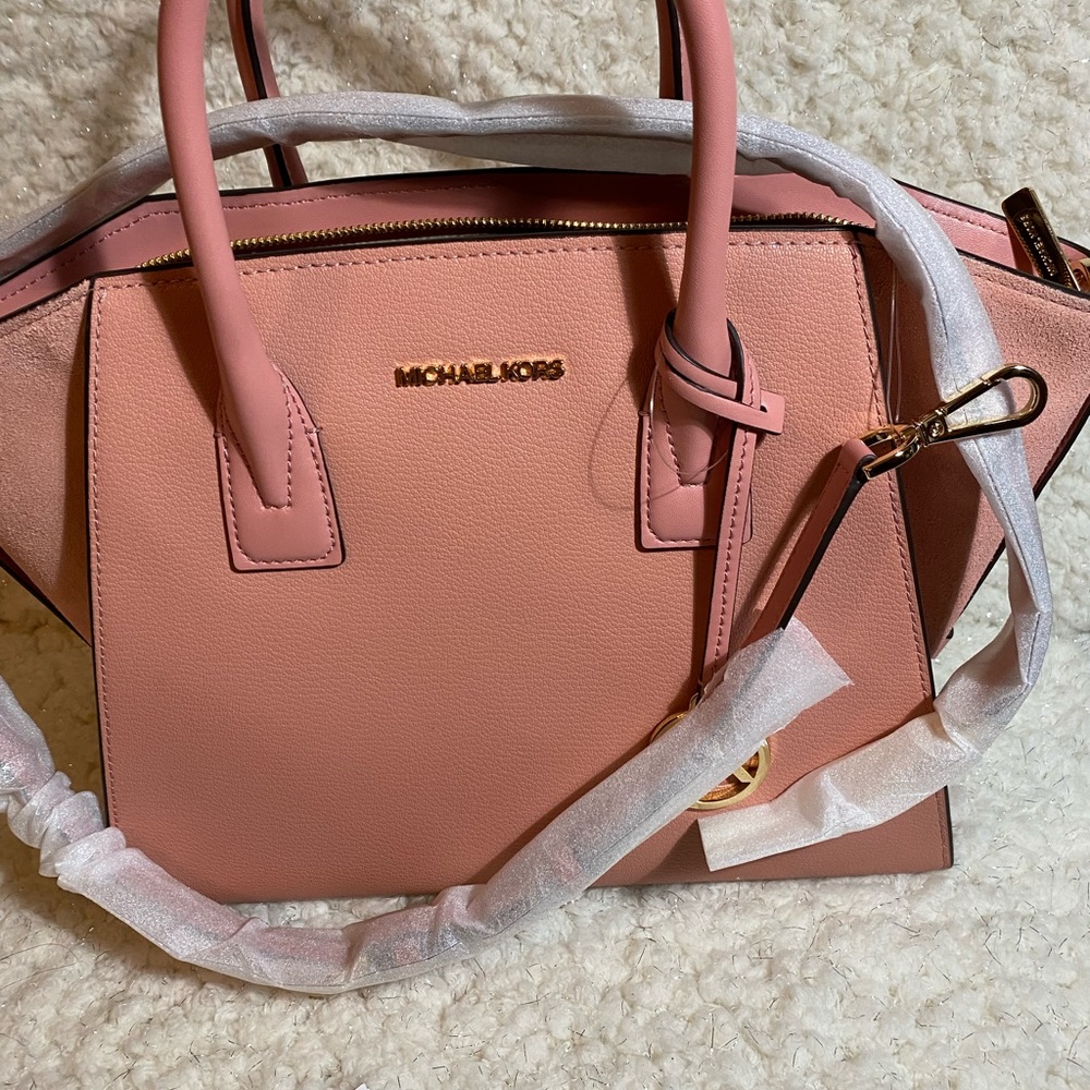 🌹MICHAEL KORS LARGE AVRIL LEATHER SATCHEL with SATIN DUST BAG - Picture 11 of 13